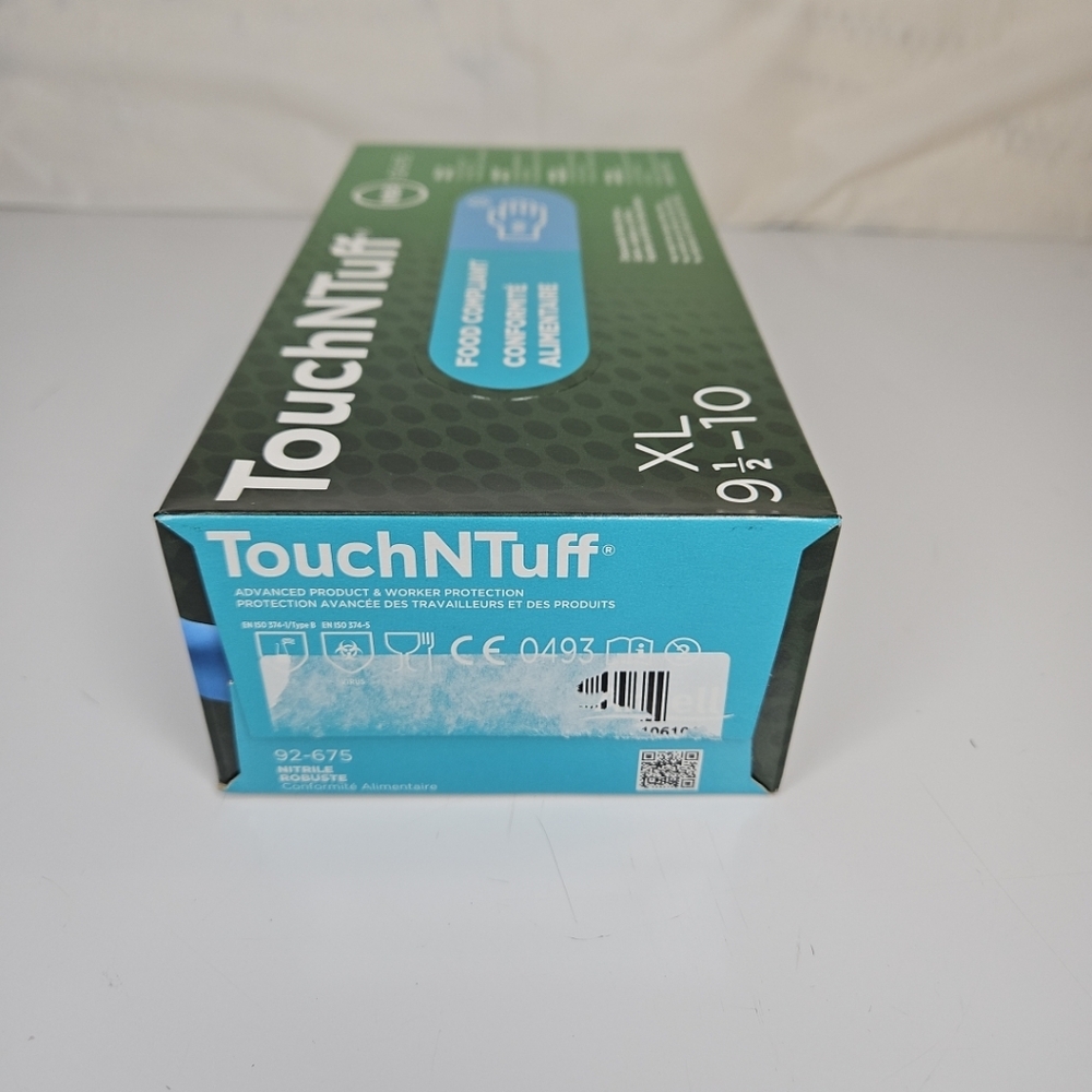 🎁 Ansell TouchNTuff AHP92675XL Disposable Blue Nitrile Gloves, XL 100 Count - Picture 6 of 11